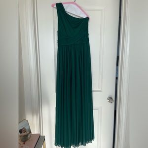 David’s Bridal One-Shoulder Mesh Bridesmaid Dress Size 8 Juniper 31120570